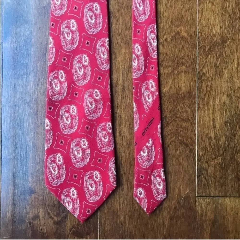 Vintage Erremio Tie, Red Abstract 100% Silk, Handmade in Italy